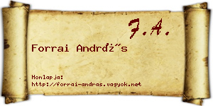 Forrai András névjegykártya